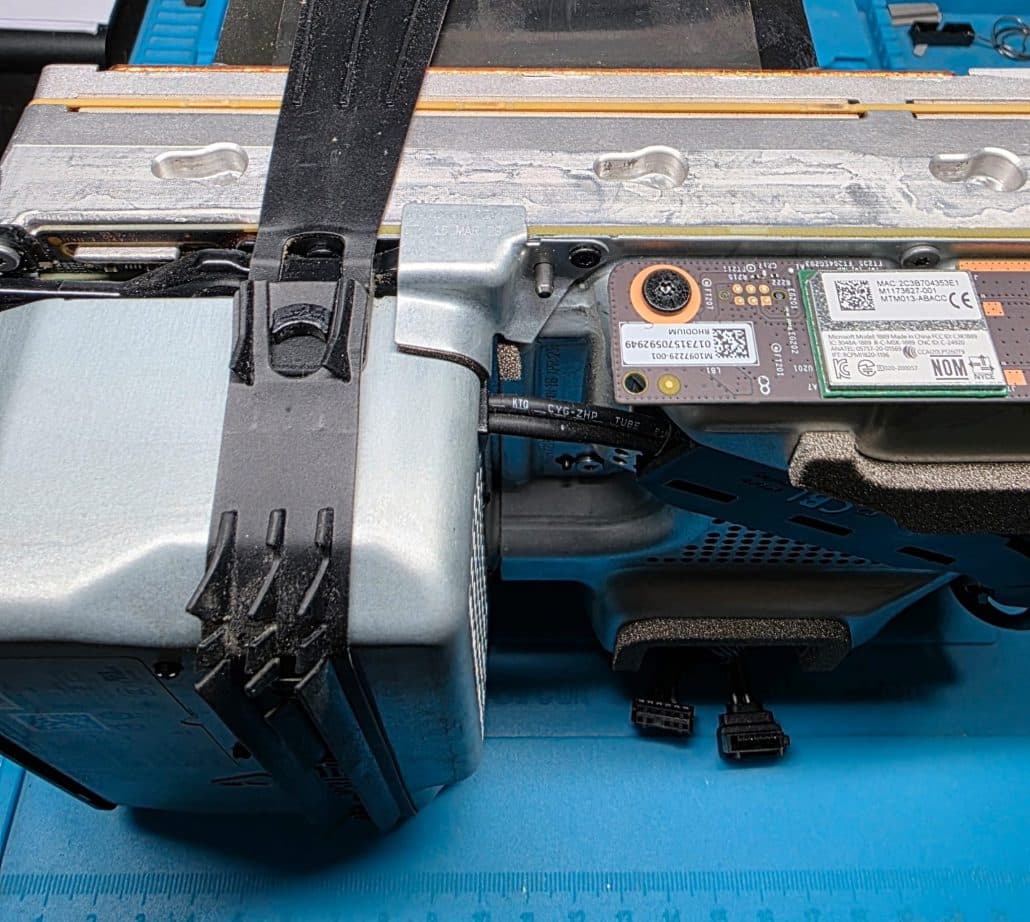 Xbox Series X stripped down showing the cooling assembly and internal boards