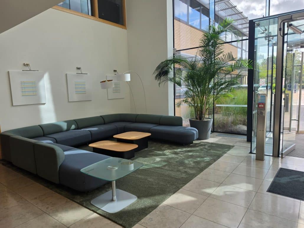 Reception and waiting area at our Fulbourn office