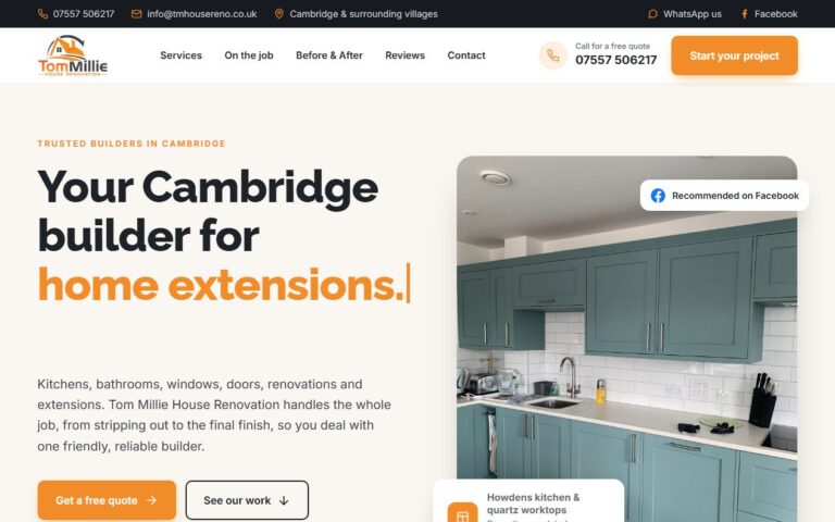 Home page of the Tom Millie House Renovation website designed and built by We Make IT Happen